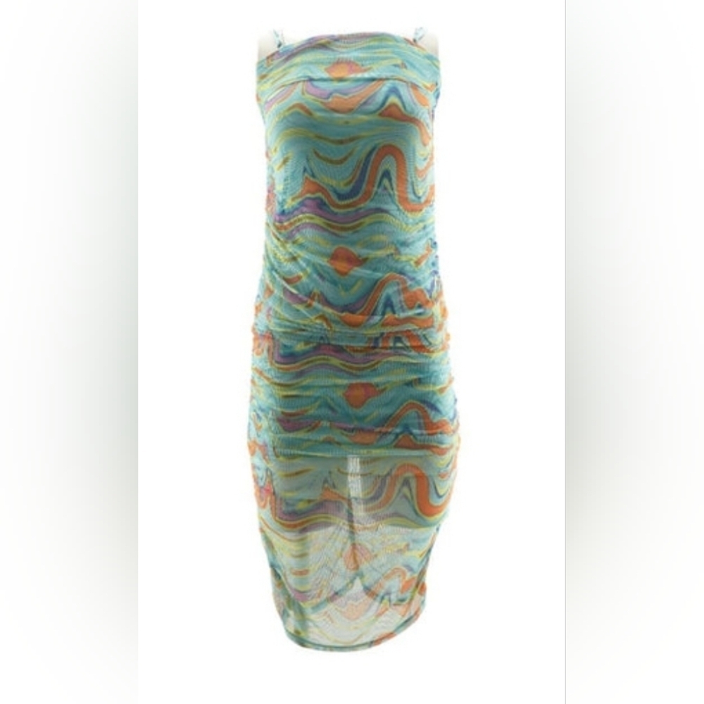 Wild Fable Blue and Orange Bodycon Dress Sz Medium